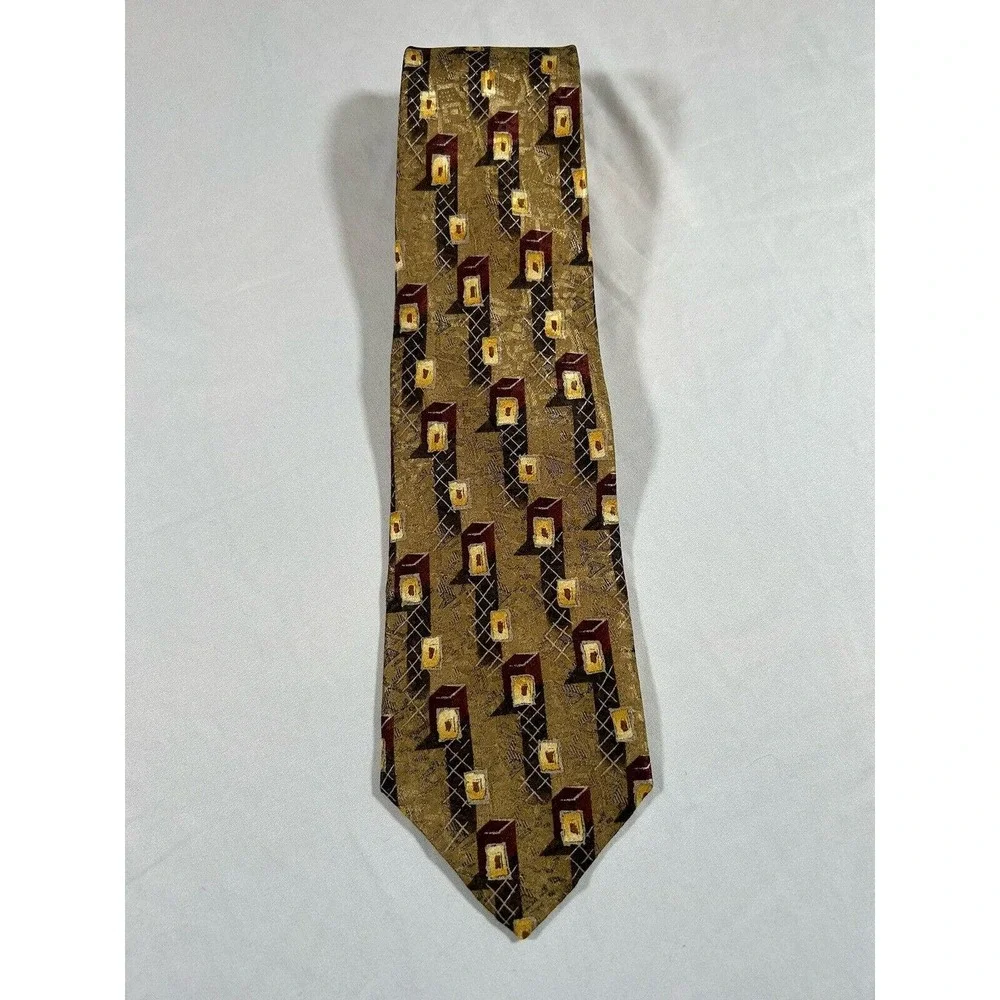 Vintage Robert Talbott Geometric 100% Silk Tie Hand Sewn Made In USA